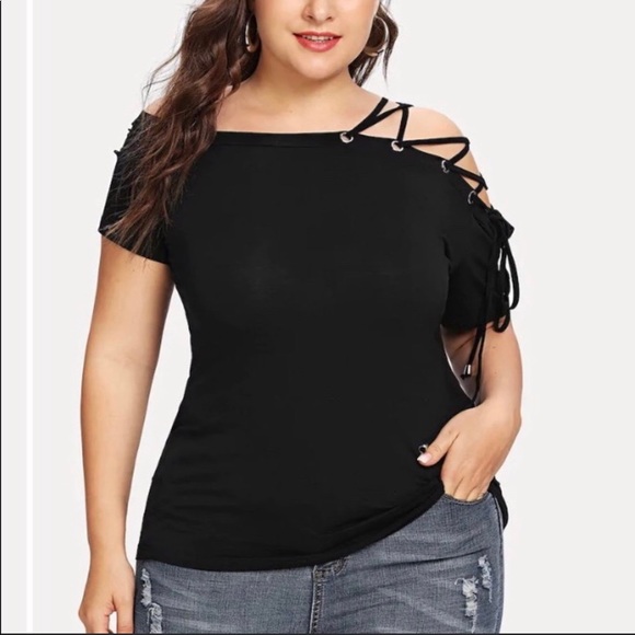 Plus lace up solid tee - Picture 2 of 3